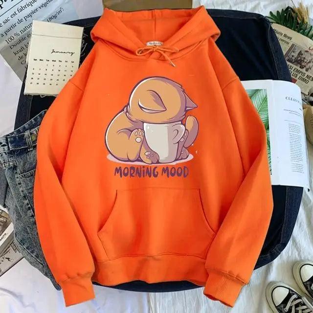 New Hoody Cat Cartoon Print