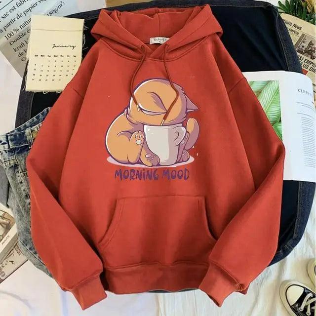 New Hoody Cat Cartoon Print